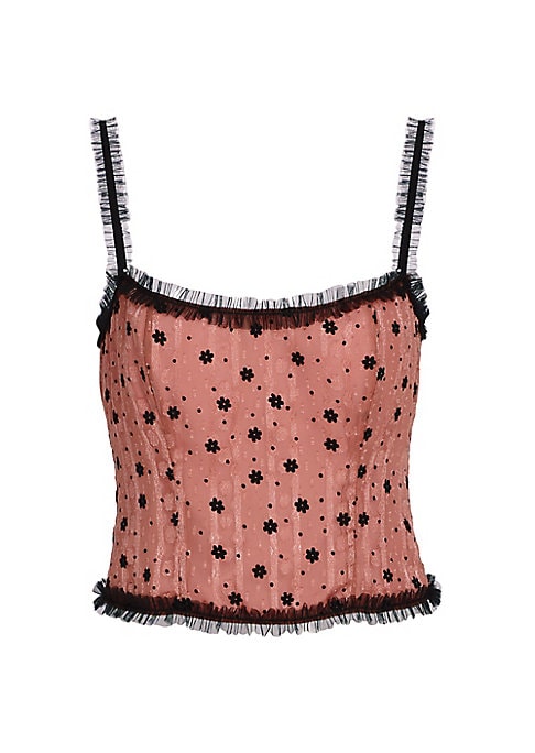 Lace Ruffle Velvet Top
