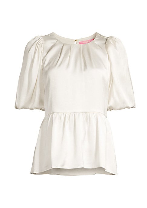 Satin Puff Peplum Top
