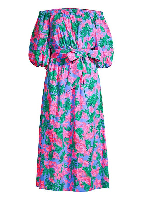 Floral Puff Sleeve Midi Dress
