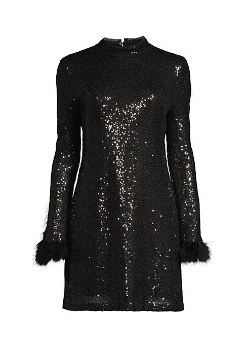 Feathered Sparkle Shift Dress
