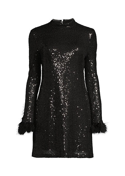 Feathered Sparkle Shift Dress
