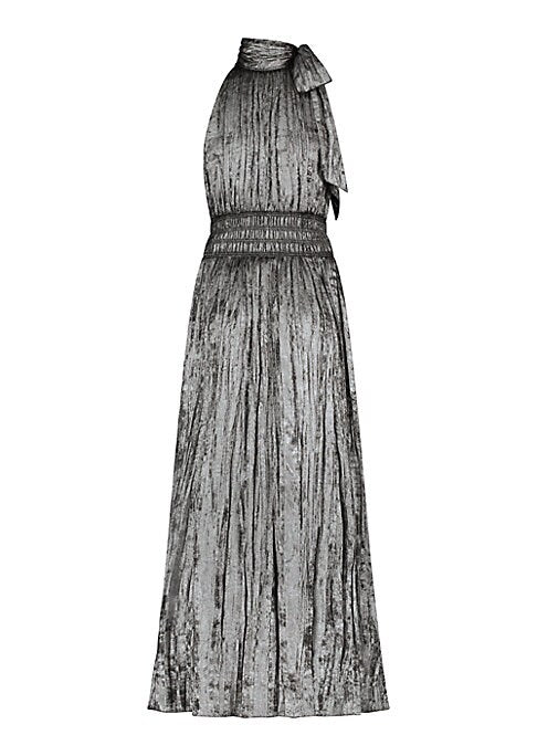 Shimmering Pleat Halter Gown