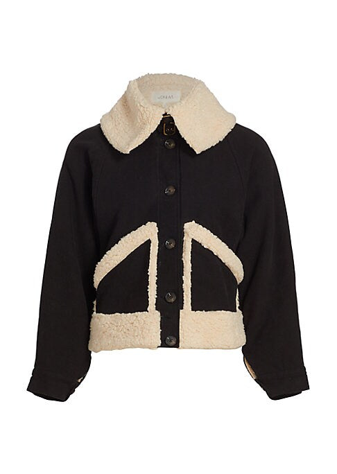 Sure! How about "Shearling Denim Crop Jacket"?