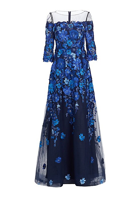 Floral Illusion Evening Dress