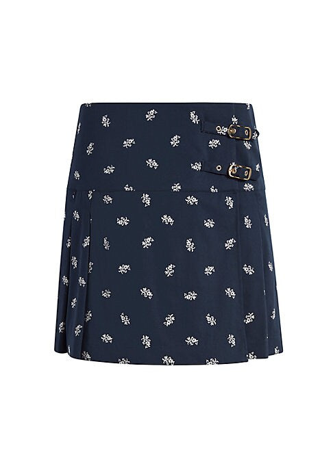 Ditsy Pleated Mini Skirt