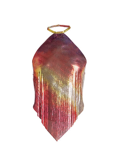 Metallic Mesh Halter Top