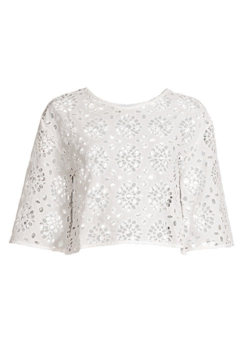 Chic Eyelet Crop Blouse