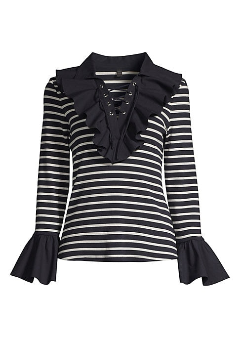Stripe & Ruffle Chic Top