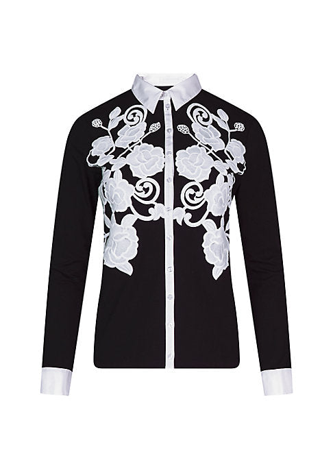 Elegant Floral Appliqué Top