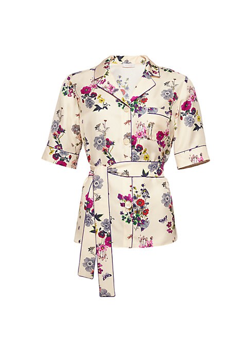 Floral Silk Wrap Top