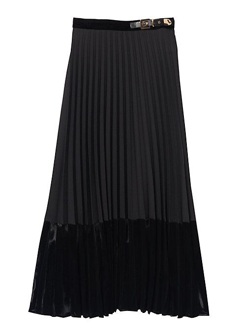 Velvet Buckle Midi Skirt