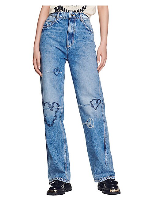 Embroidered Vintage Straight Jeans