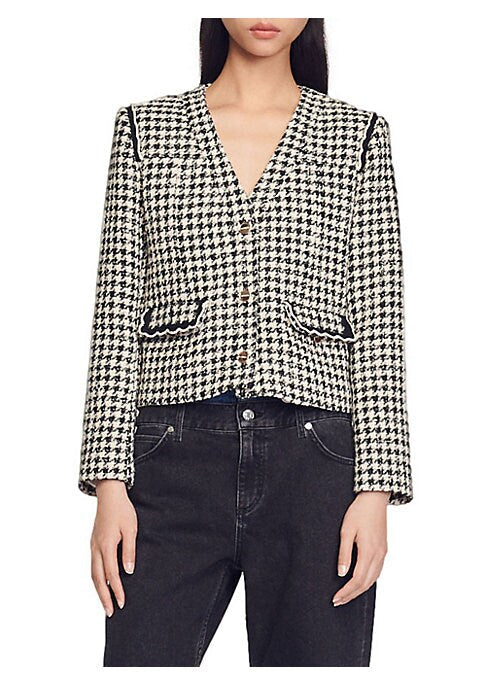 Chic Houndstooth Crop Blazer