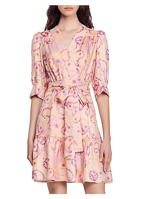 Paisley Wrap Silhouette Dress