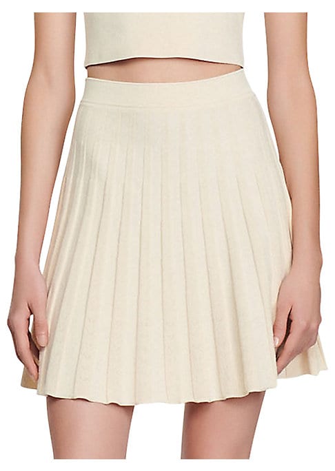 Pleated Knit Mini Skirt