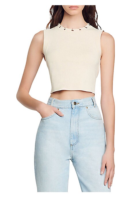 Chic Eyelet Knit Crop Top