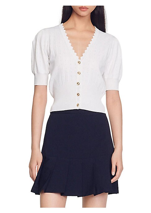 Puffed Sleeve V-Neck Sweater