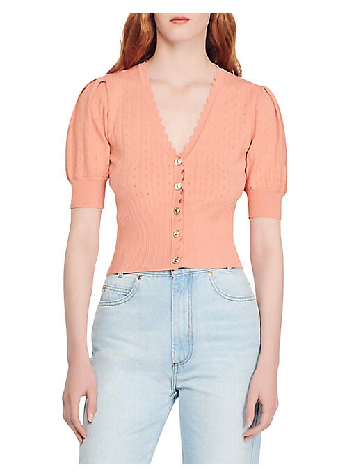 Puffed Sleeve V-Neck Sweater