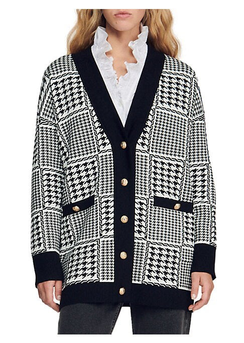 Chic Houndstooth Cardigan