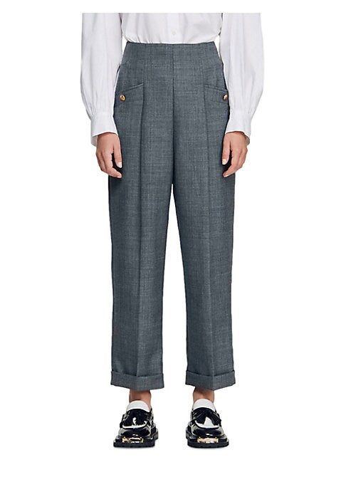 Tailored Cuffed Wool Trousers