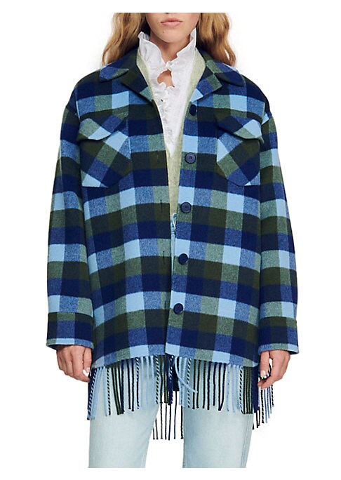 Fringed Check Wool Jacket