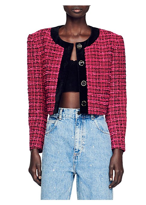 Plaid Cropped Tweed Jacket