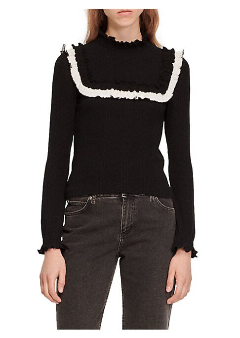Ruffled Mock Neck Sweater