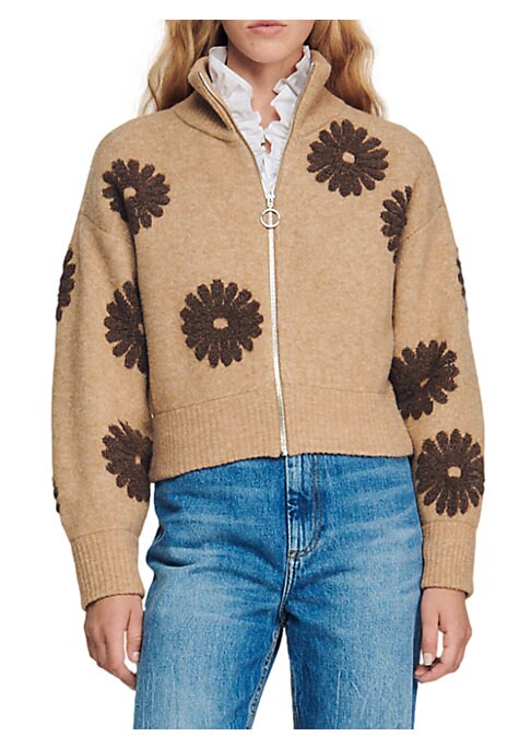Blooming Zip Knit Sweater