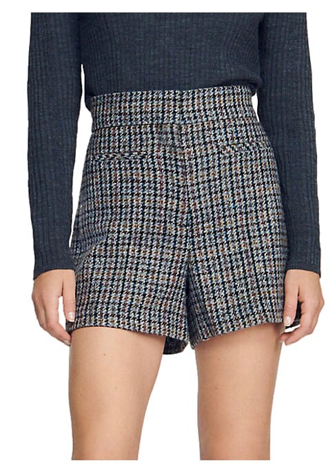 Chic Houndstooth High-Waist Shorts