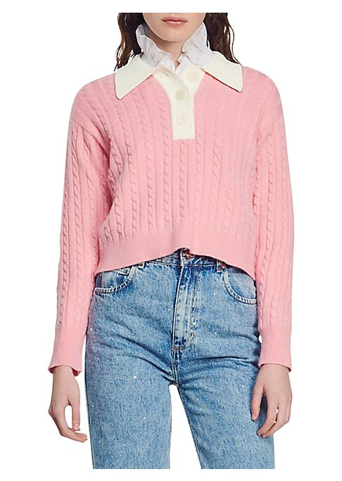Cropped Cable Knit Sweater