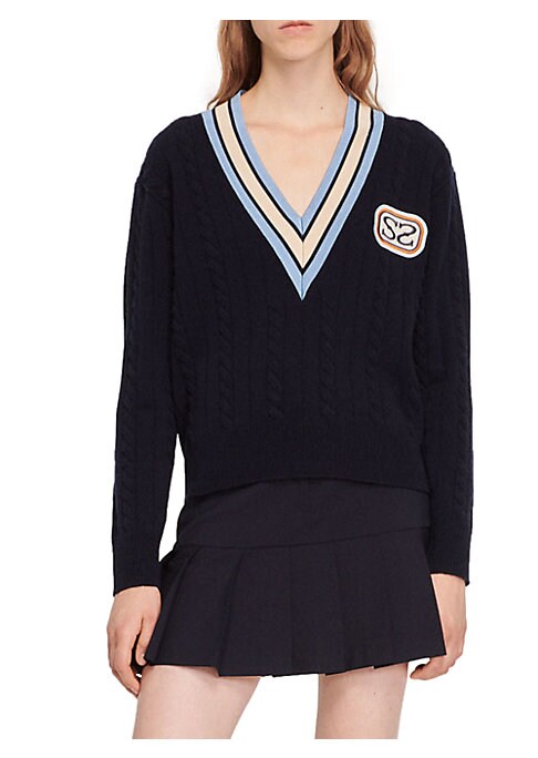 Cabled V-Neck Sweater