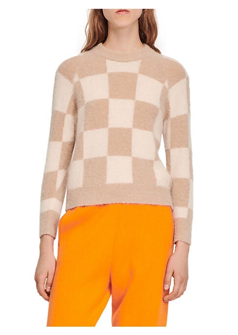 Fuzzy Check Knit Sweater