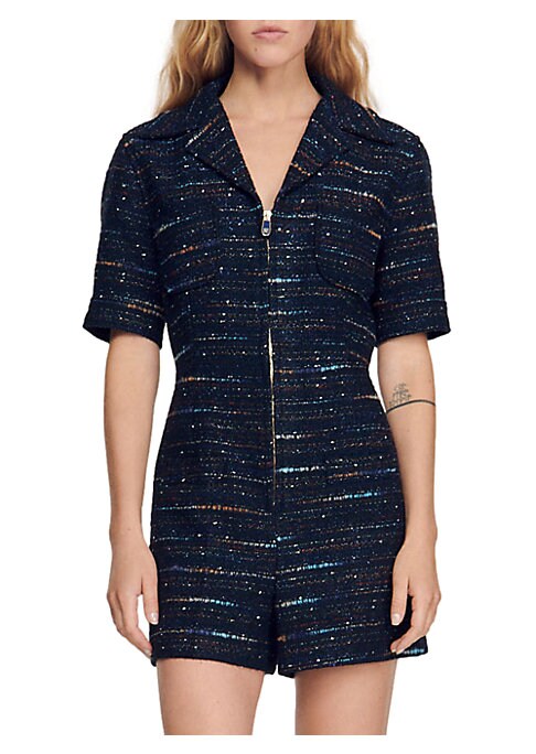 Striped Tweed Romper