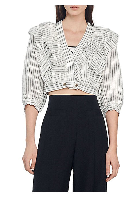 Ruffled Striped Crop Top