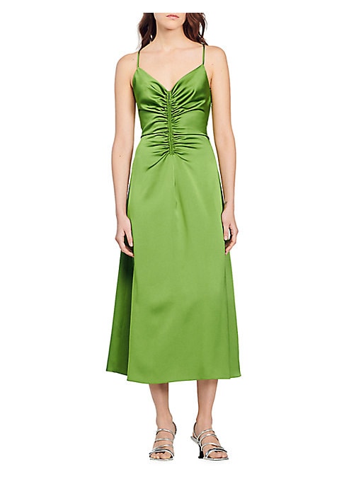 Satin Ruched Midi Delight