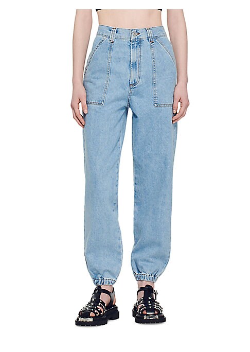 High-Waisted Patch Denim