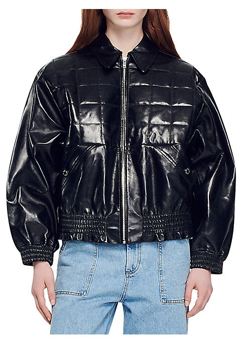 Smooth Leather Statement Jacket