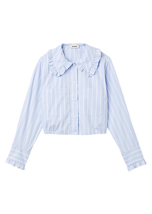 Ruffled Striped Crop Top