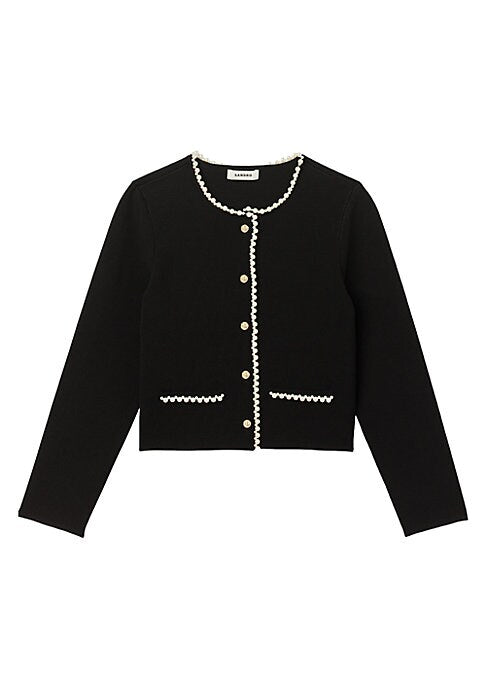 Pearl-Embellished Knit Cardigan