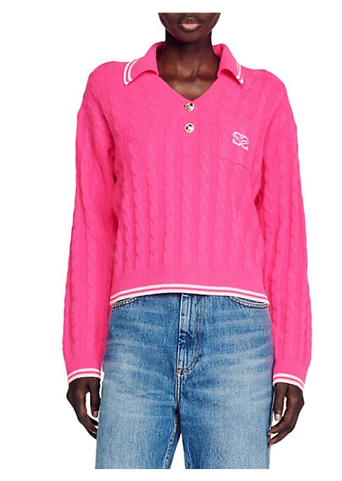 Textured Knit Polo Sweater