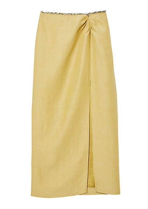 Glimmering Slit Midi Skirt