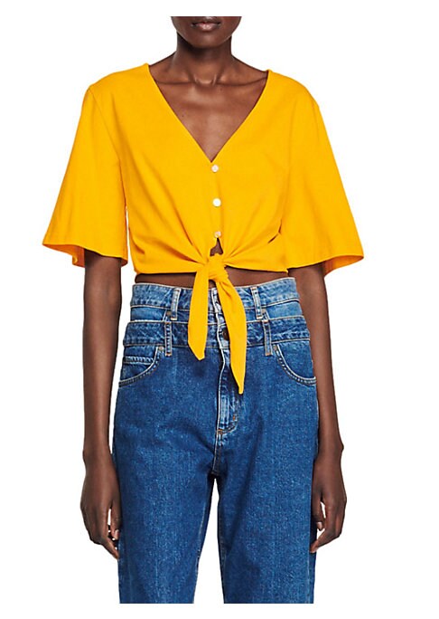 Jewel-Embellished Tie Tee