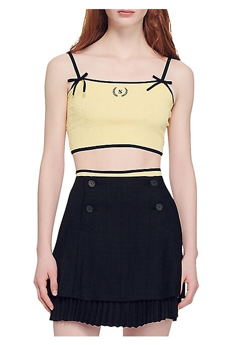 Bow-Detail Cropped Knit Top