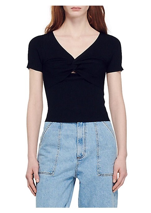 Draped Tie Knit Top