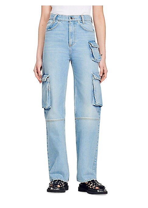 Puffed Pocket Straight Jeans