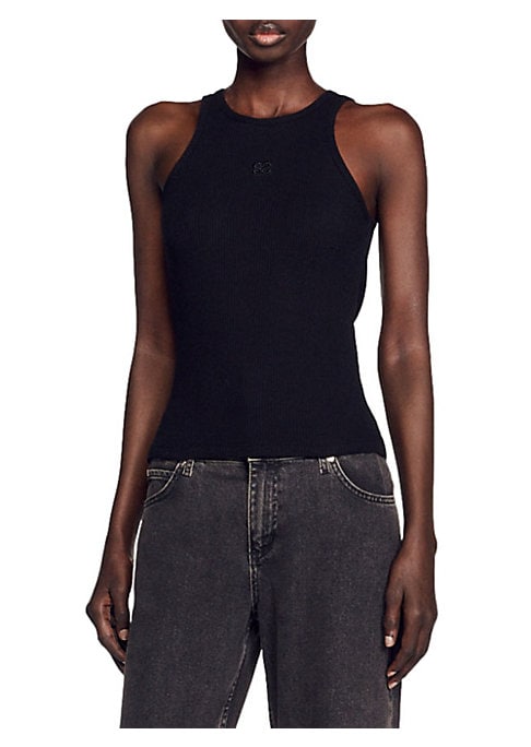 Embroidered V-Neck Tank