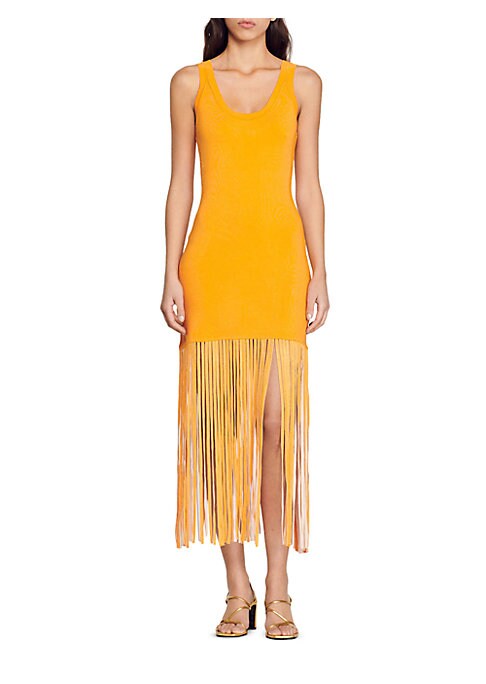 Fringe Fitted Midi Dress