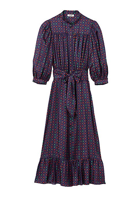 Scarf Print Satin Dress