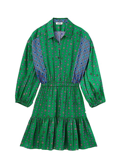 Scarf Print Button Dress