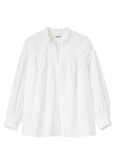 Ruffled Collar Cotton Top